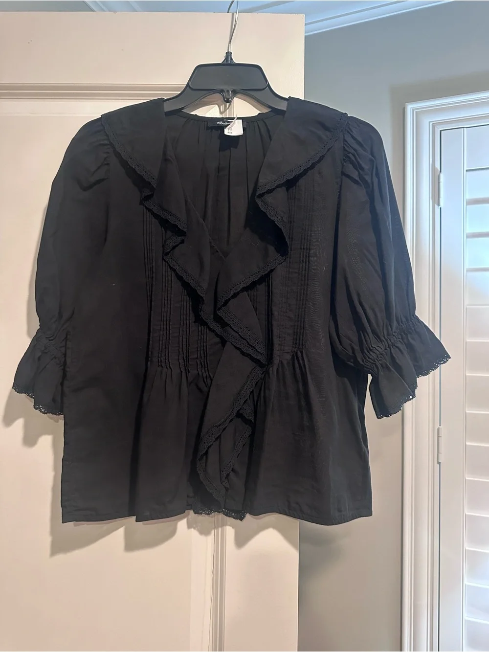 Madewell Black Ruffle-Front Blouse